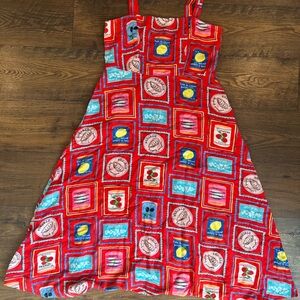 Loft size 4 Can Print Linen Blend Strappy Midi Dress with Pockets